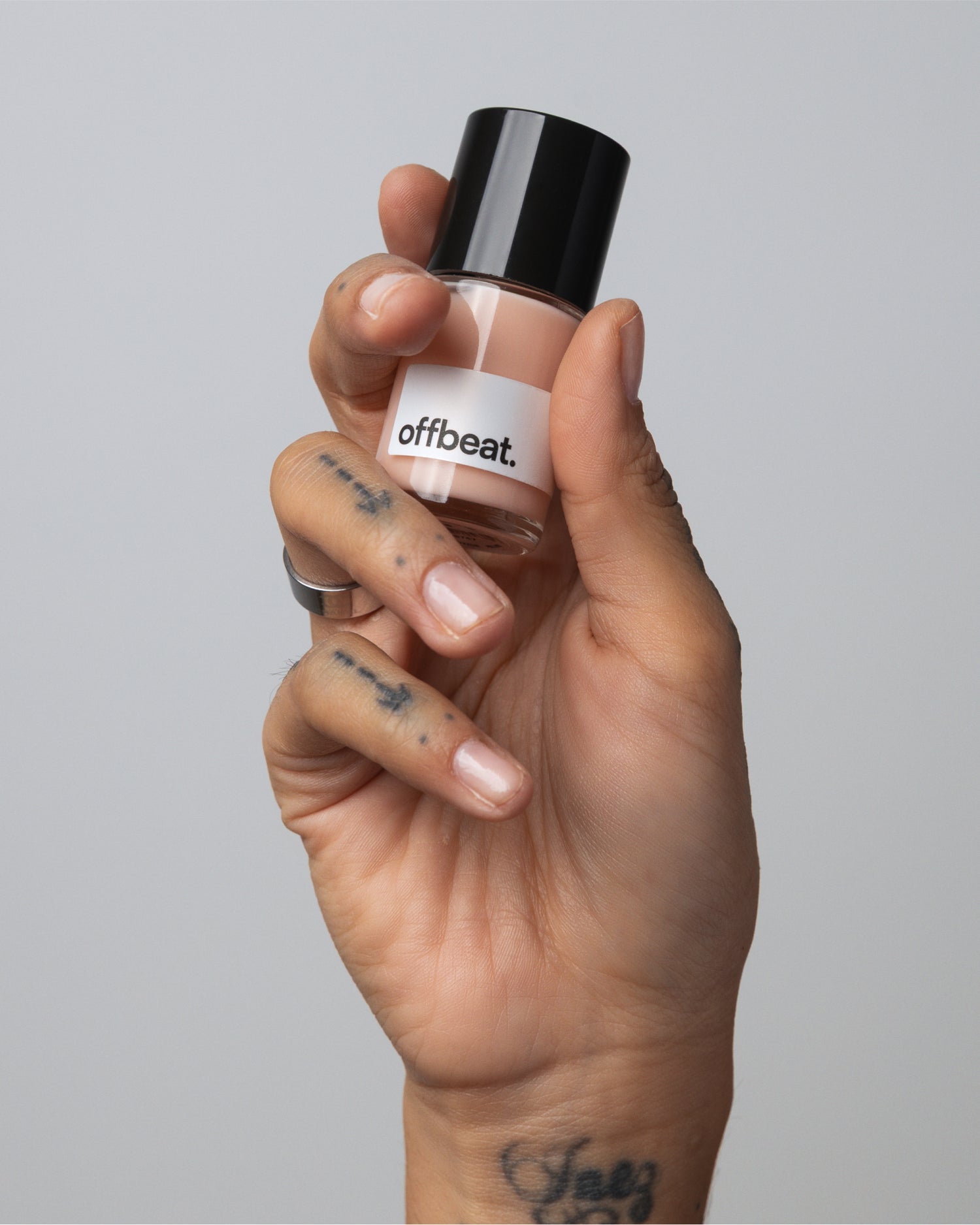 handing holding offbeat.base ridge filling base coat showing smooth natural looking nails